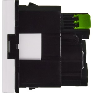 Розетка 45град с заземляющим контактом без защитной шторки и безвинтовым зажимом (2 модуля) белая