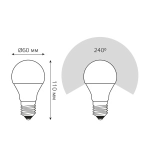 Лампа Gauss Elementary A60 12W 1170lm 6500K E27 LED 1/10/50