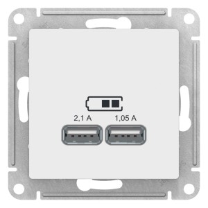 ATLASDESIGN USB РОЗЕТКА A+A, 5В/2,1А, 2х5В/1,05А, механизм, ЛОТОС