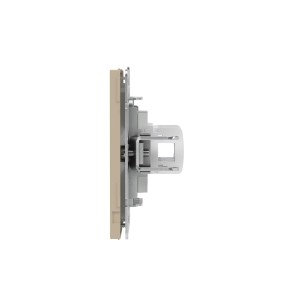 Компьютерная розетка RJ-45 без шторки, кат.5е двойная, KANT, ванильный марципан DKC