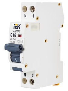 ARMAT Автоматический выключатель дифференциального тока B06S 1P+NP C16 30мА тип AC (18мм) IEK