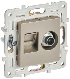 SKANDY Розетка двойная TV+RJ45 кат.6 SK-A15Sh шампань IEK