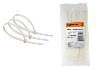 хомут 4,8х300мм нейлон (белый) (100шт) TDM