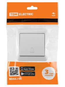 Кнопка звонковая открытой установки IP44 6А белая "Селигер" TDM