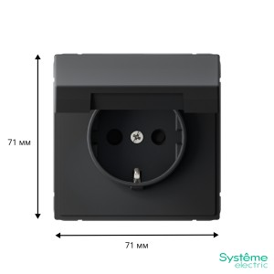 ARTGALLERY РОЗЕТКА с заземл. со шторк. с крышк., 16А, IP20, механизм, быстрозажим. клем., КАРБОН