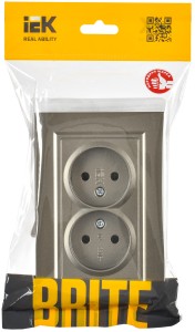 BRITE Розетка 2-местная без заземления без защитных шторок 10А в сборе РС12-2-БрШ шампань IEK