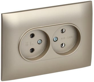 SKANDY Розетка 2-местная без заземления без защитных шторок 10А в сборе SK-R10Sh шампань IEK