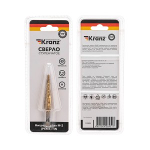 Сверло ступенчатое, 4-5-6-7-8-9-10-11-12мм, Р6М5, ТИТАН, шестигр. хвостовик KRANZ