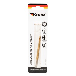 Сверло-фреза по металлу 5мм, HSS, ТИТАН, цилиндрический хвостовик (1 шт/уп) KRANZ