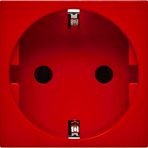 Розетка с заземляющим контактом без защитной шторки и винтовым зажимом (2 модуля) красная