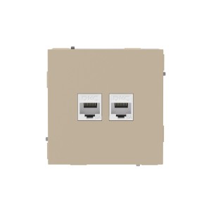 Компьютерная розетка RJ-45 без шторки, кат.6А двойная, KANT, ванильный марципан DKC