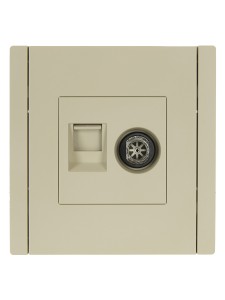 FORTE&PIANO Розетка двойная TV+RJ45 кат.6 FP437 ваниль IEK