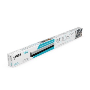Св-к светодиодный матовый Gauss IP40 590x60x36мм 18W 1800Лм 4000K Shop Lighting черный 1/20
