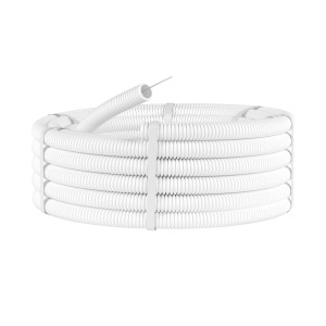 Труба ПЛЛ гибкая гофр. не содержит галогенов, HF, д.50мм, негорючая, ПВ-0, с протяжкой,15м, цвет белый DKC