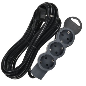 STANDARD Удлинитель У03 3 места 2P+PE 5м 3х1,5мм2 16А черный IEK