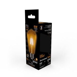 Лампа светодиодная Black Filament ST64 E27 6Вт 2400К Golden LOFT Gauss 102802006