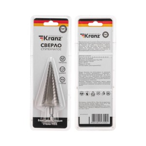 Сверло по металлу ступенчатое 4,0-32,0мм, 102мм, 62 HRC KRANZ