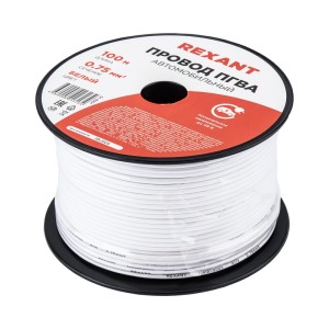 Провод ПГВА 1х0,75мм², белый, бухта 100м REXANT