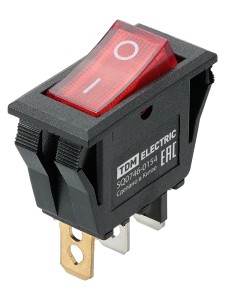 KCD3-101N/B 250В AC/DC, 1P, 15А, (3с), ON-OFF, черный корпус, красная клавиша, LED TDM