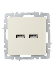 BRITE Розетка USB A+A 5В 3,1А РЮ10-1-БрКр бежевый IEK