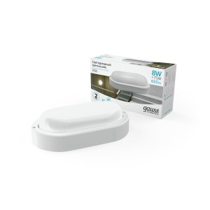Св-к светодиодный Gauss Elementary IP65 160*90*46 8W 680lm 4000K 160-260V ЖКХ овал 1/40.