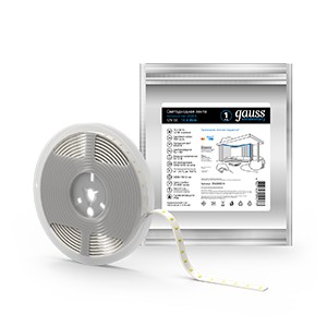 Лента Gauss LED Elementary 5050/60 12V 14.4W 6500K 10mm IP66 5m (ZIP bag) 1/100
