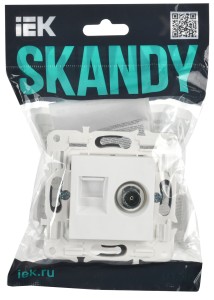 SKANDY Розетка двойная TV+RJ45 кат.6 SK-A15W арктический белый IEK