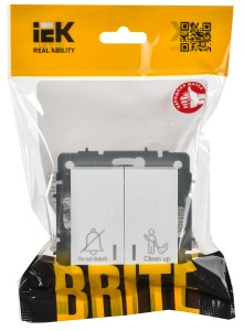 BRITE Выключатель 2-клавишный с индикацией для отелей 10А ВС10-2-9-БрАБ арктический белый IEK