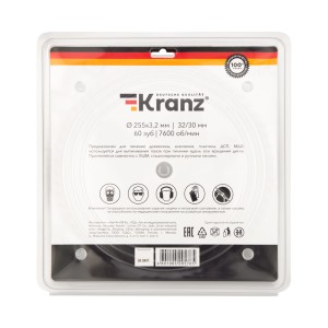 Диск пильный 255 мм х 60 зуб х 32/30 мм KRANZ