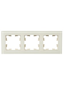 BRITE Рамка 3 -местная РУ-3-2-БрВа стекло ванильный IEK