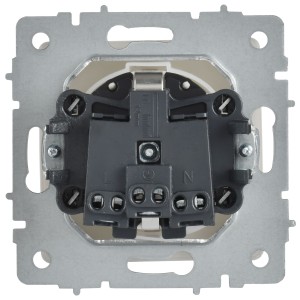 BRITE Розетка 1-местная с заземлением с защитными шторками и крышкой 16А IP44 РСбш10-3-44-БрАБ арктический белый IEK