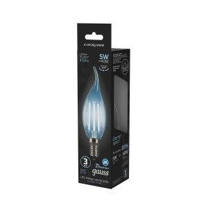 Лампа Gauss Filament Свеча на ветру 5W 450lm 4100К Е14 LED 1/10/50