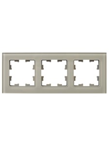 BRITE Рамка 3 -местная РУ-3-2-БрД стекло дымчатый IEK