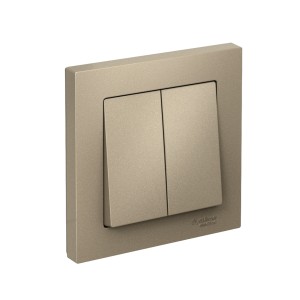 ATLASDESIGN 2-клавишный ВЫКЛЮЧАТЕЛЬ, сх.5, 10АХ, в сборе, быстрозажим. клем., ШАМПАНЬ