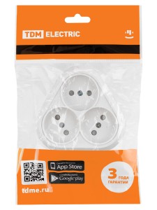 Розетка треугольная 2П открытой установки IP20 10A с защитными шторками белая "Ладога" TDM