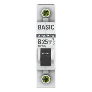Автоматический выключатель 1P 25А (B) 4,5кА ВА 47-29 EKF Basic