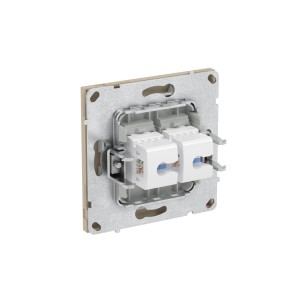 Компьютерная розетка RJ-45 без шторки, кат.5е двойная, KANT, ванильный марципан DKC