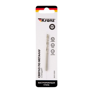 Сверло по металлу 4,2х75х43мм (HSS), DIN 338, 1 шт. в упаковке KRANZ