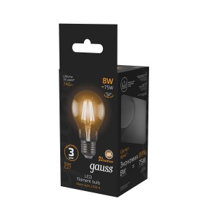 Лампа Gauss Filament А60 8W 740lm 2700К Е27 LED