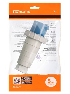 Вилка 033 2Р+РЕ 63А 220В IP54 TDM