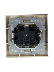 BRITE Розетка 1-местная с заземлением с защитными шторками 16А РС14-1-0-БрА алюминий IEK