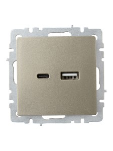 BRITE Розетка USB A+C 18Вт РЮ11-1-БрШ шампань IEK