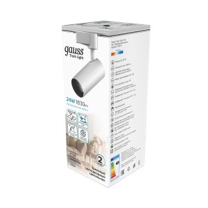 Светильник трековый Gauss цилиндр 24W 1830lm 4000K 180-240V IP20 65*210мм белый угол 24º LED 1/40