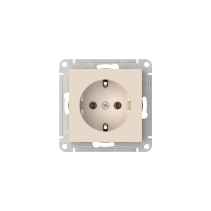 ATLASDESIGN РОЗЕТКА с заземлением без шторок, 16А, мех., быстрозажим. клем., БЕЖЕВЫЙ