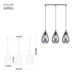 Светильник подвесной (подвес) Rivoli Lily 9122-203 3 х Е27 40 Вт модерн потолочный