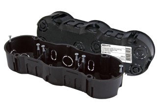 Установочная коробка СП 3-х местная, 212х70х45мм, саморезы, IP20, инд. штрихкод, TDM.