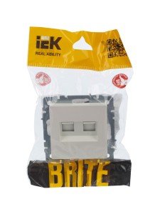 BRITE Розетка двойная RJ11+RJ45 кат.5E РК/Т12-БрЖ жемчуг IEK