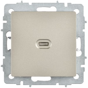 BRITE Розетка USB C 65Вт высокоскоростная зарядка РЮ12-1-БрШ шампань IEK