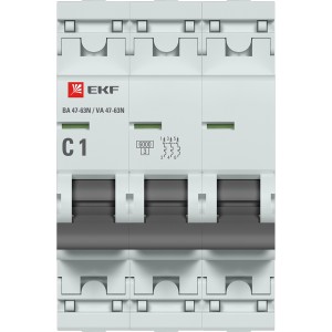 Автоматический выключатель 3P 1А (C) 6кА ВА 47-63N EKF PROxima