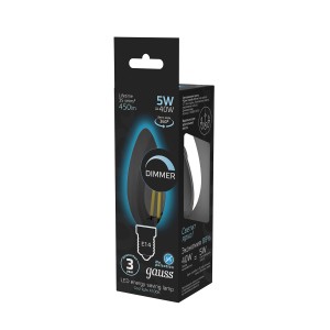 Лампа Gauss Filament Свеча 5W 450lm 4100К Е14 LED 1/10/50